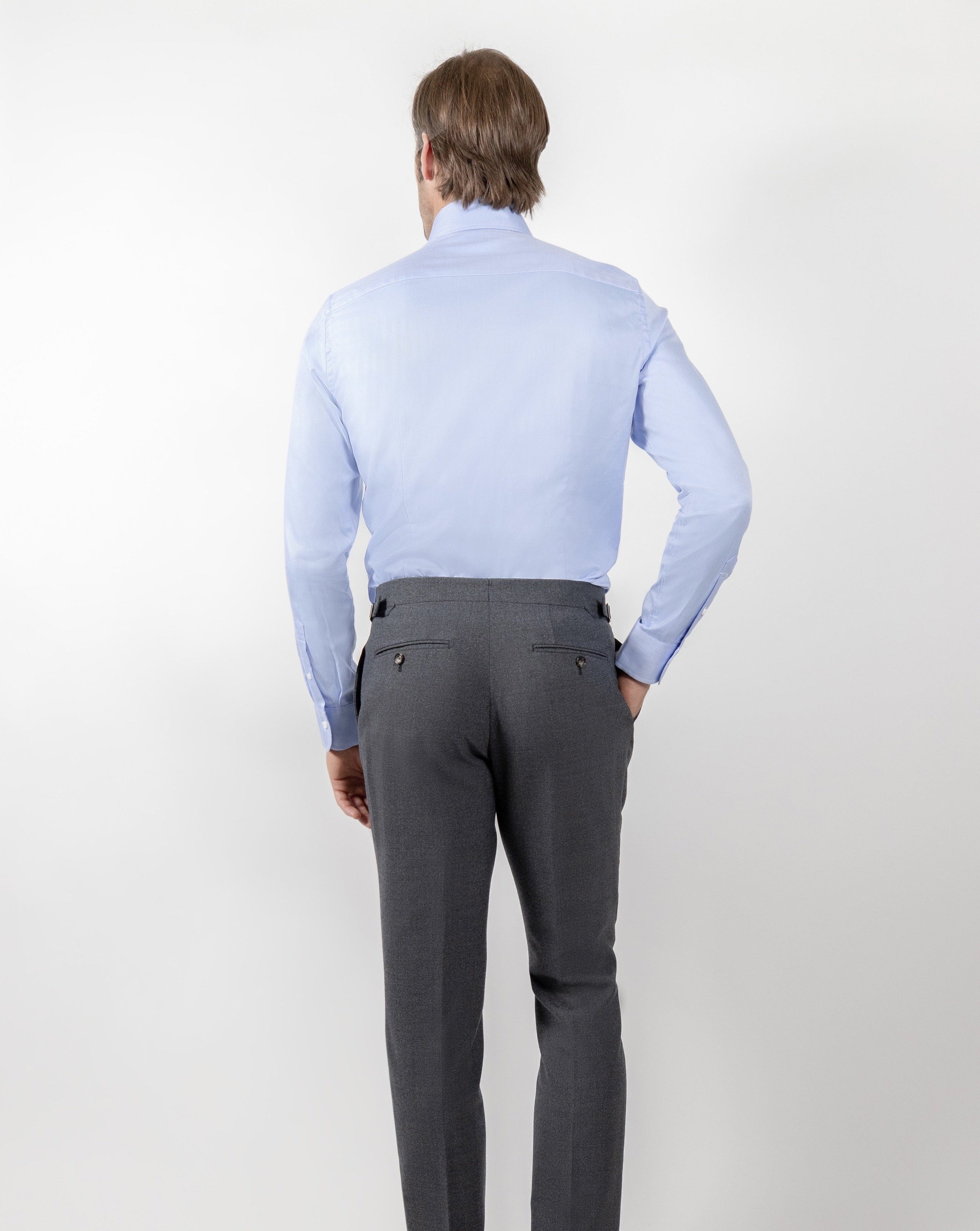 ESQ Shirts Jackson Herringbone Blue Shirt