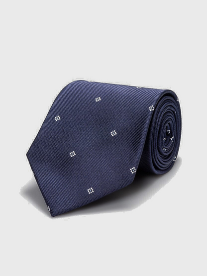 Navy Geometric Silk Tie