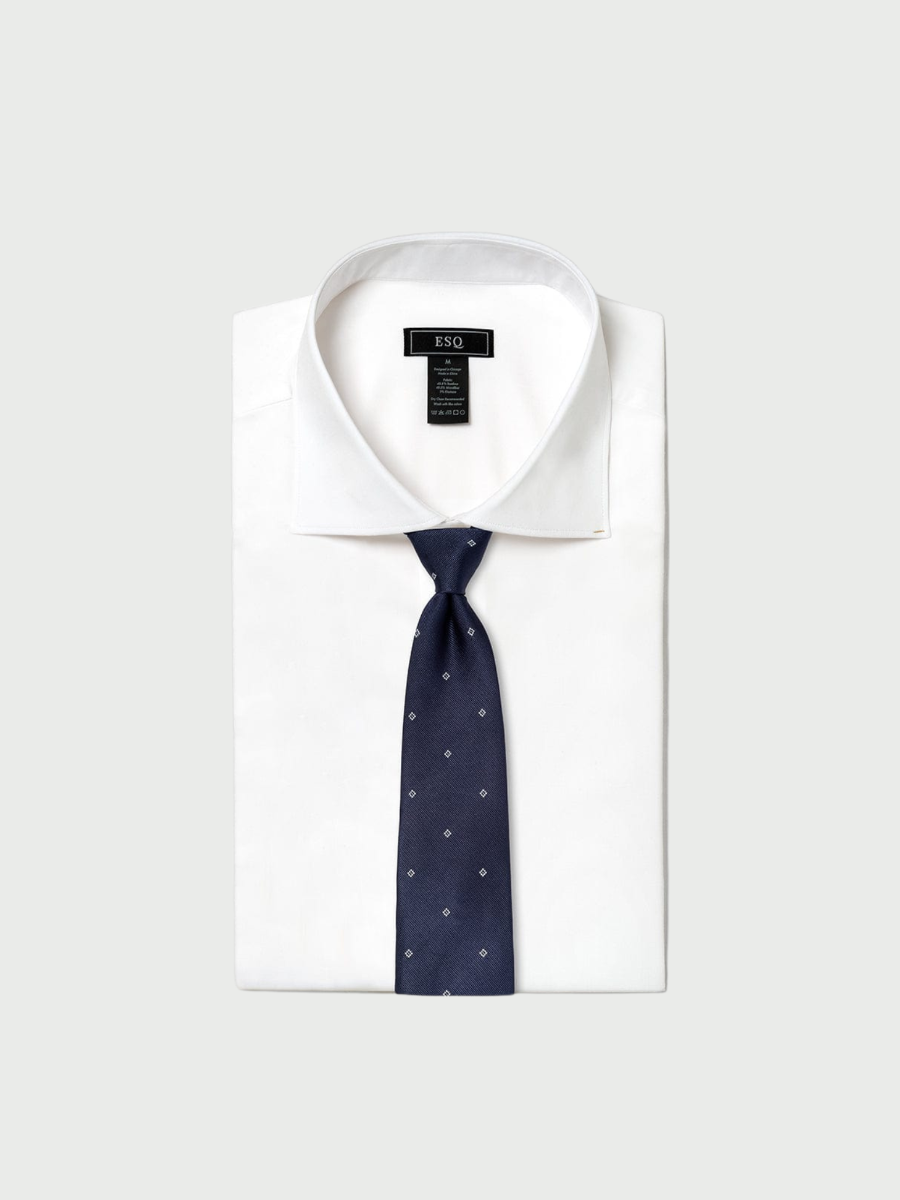 Navy Geometric Silk Tie