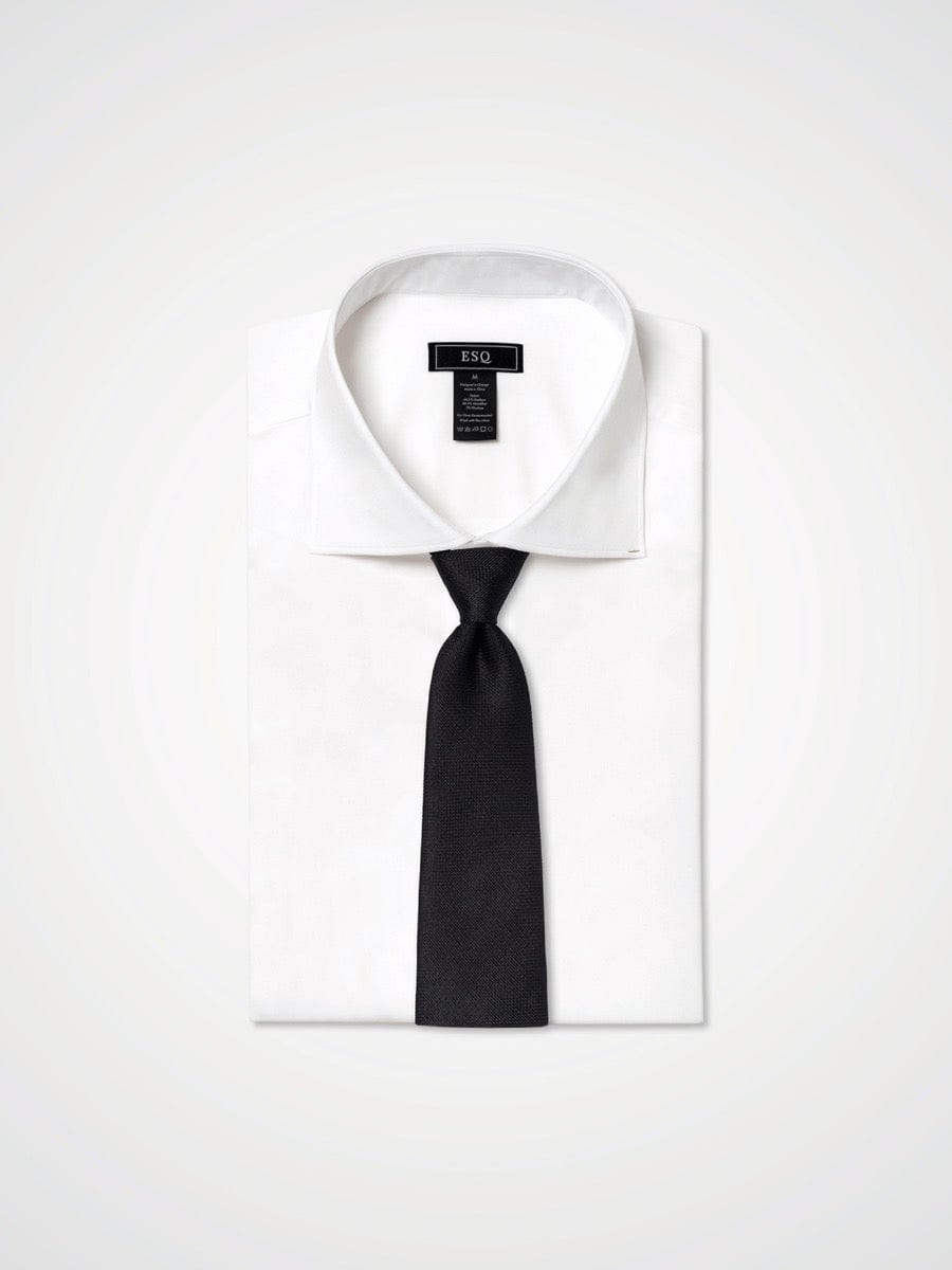 ESQ Neckties Black Textured Silk Tie