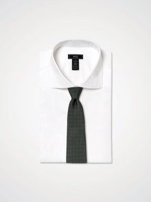 ESQ Neckties Green Geometric 7 Fold Silk Tie