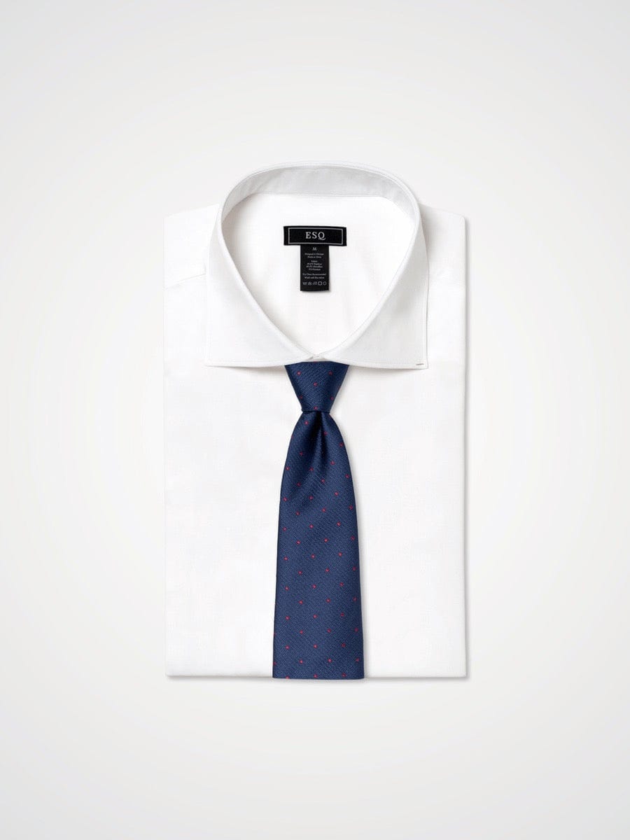 ESQ Neckties Navy Dotted Silk Tie