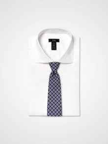 ESQ Neckties Navy Gold Patterned Silk Tie