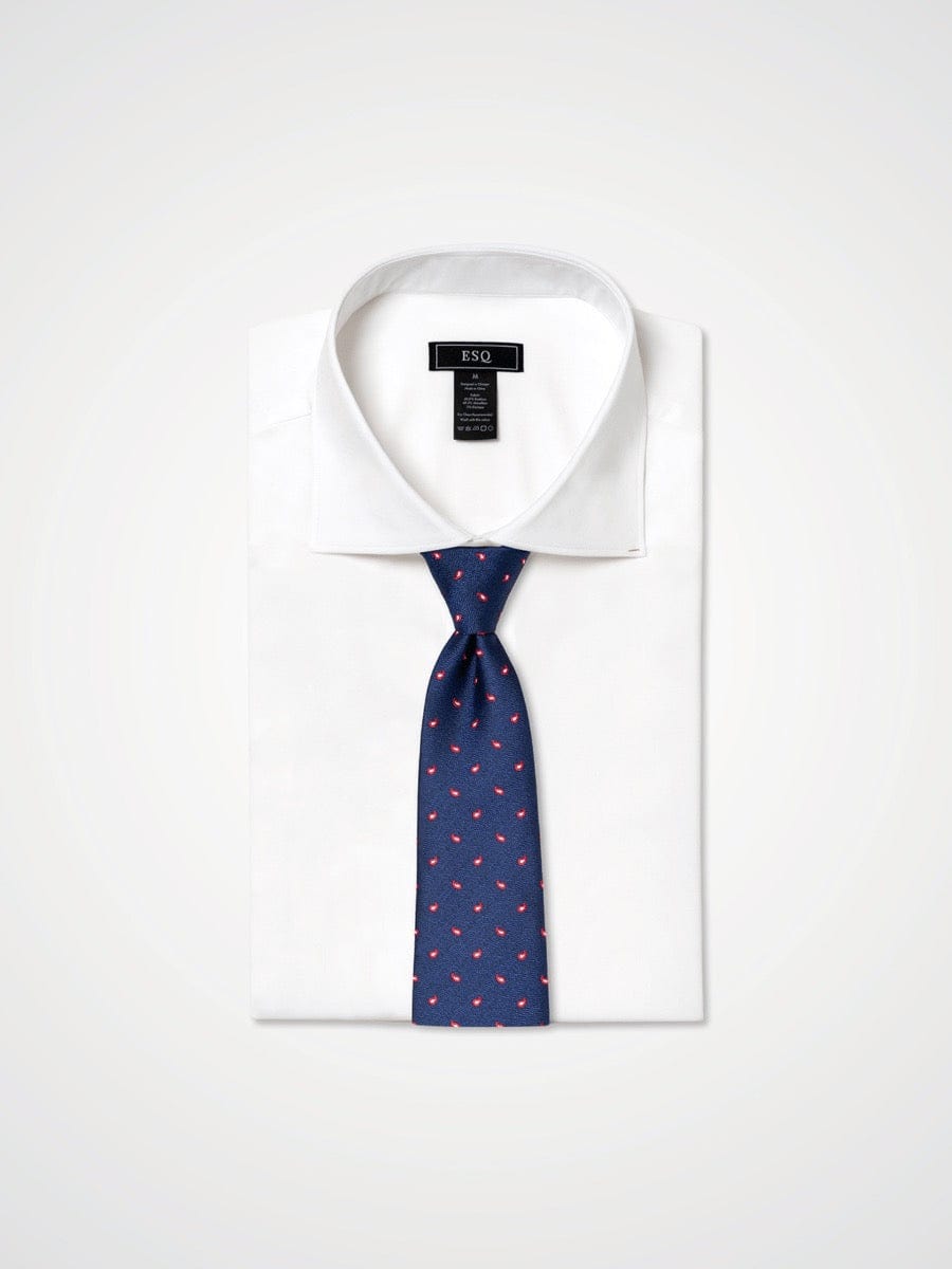 ESQ Neckties Navy Paisley Silk Tie