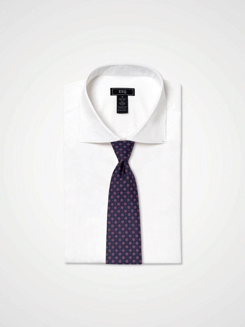ESQ Neckties Navy Patterned Silk Tie