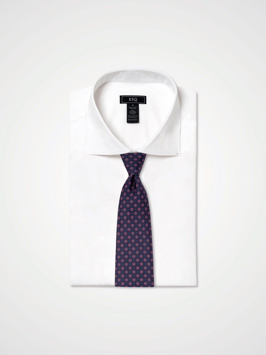 ESQ Neckties Navy Patterned Silk Tie