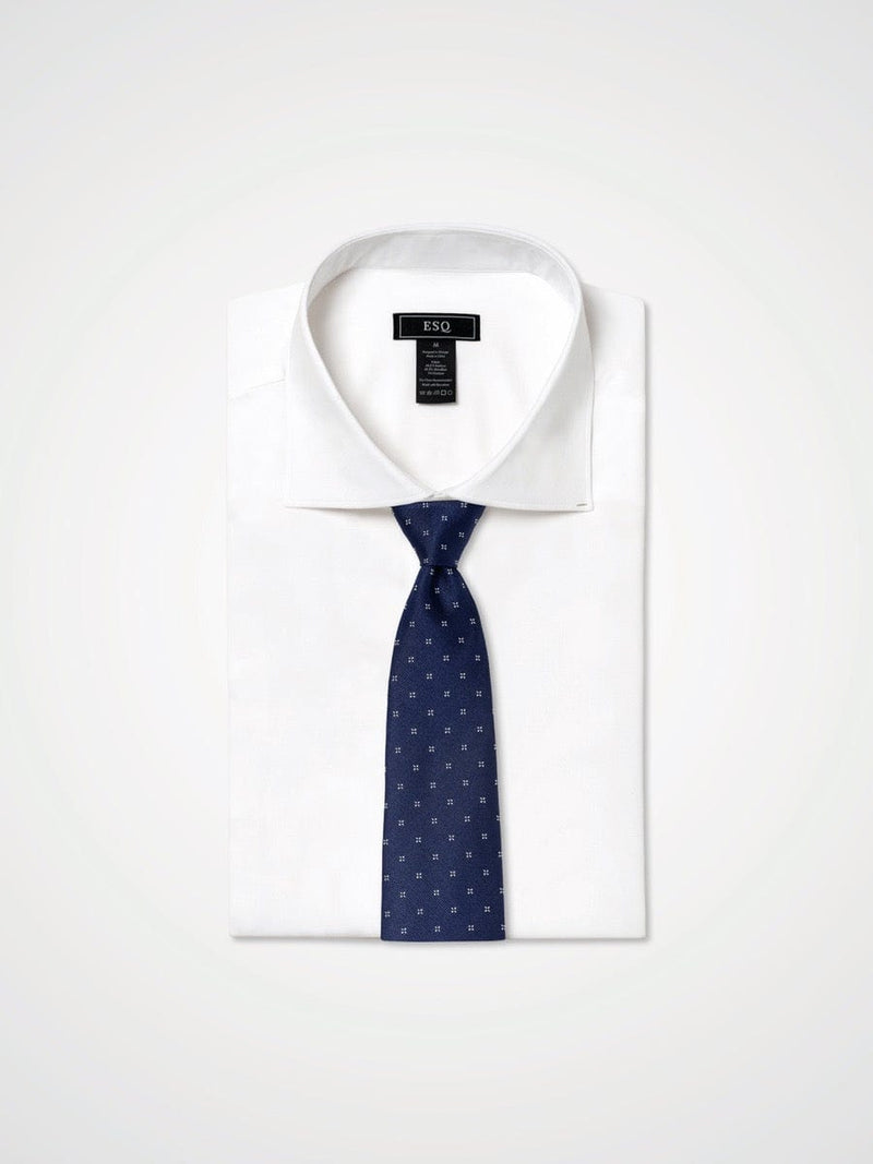 ESQ Neckties Navy White Geometric Silk Tie