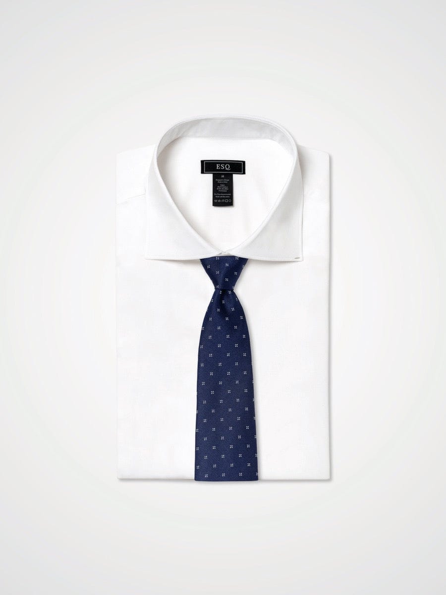 ESQ Neckties Navy White Geometric Silk Tie