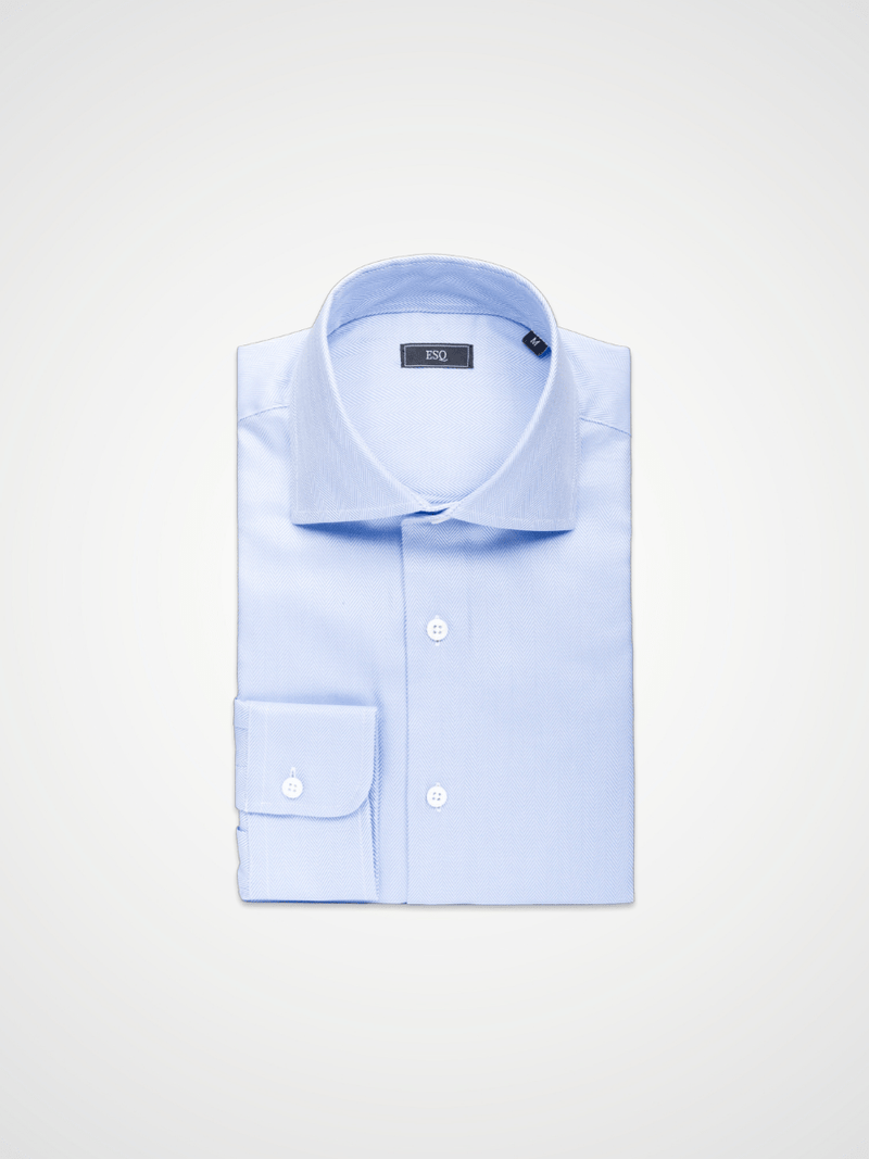 ESQ Shirts Jackson Herringbone Blue Shirt