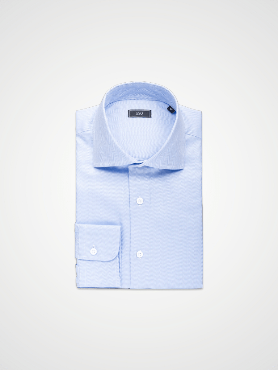 ESQ Shirts Jackson Herringbone Blue Shirt