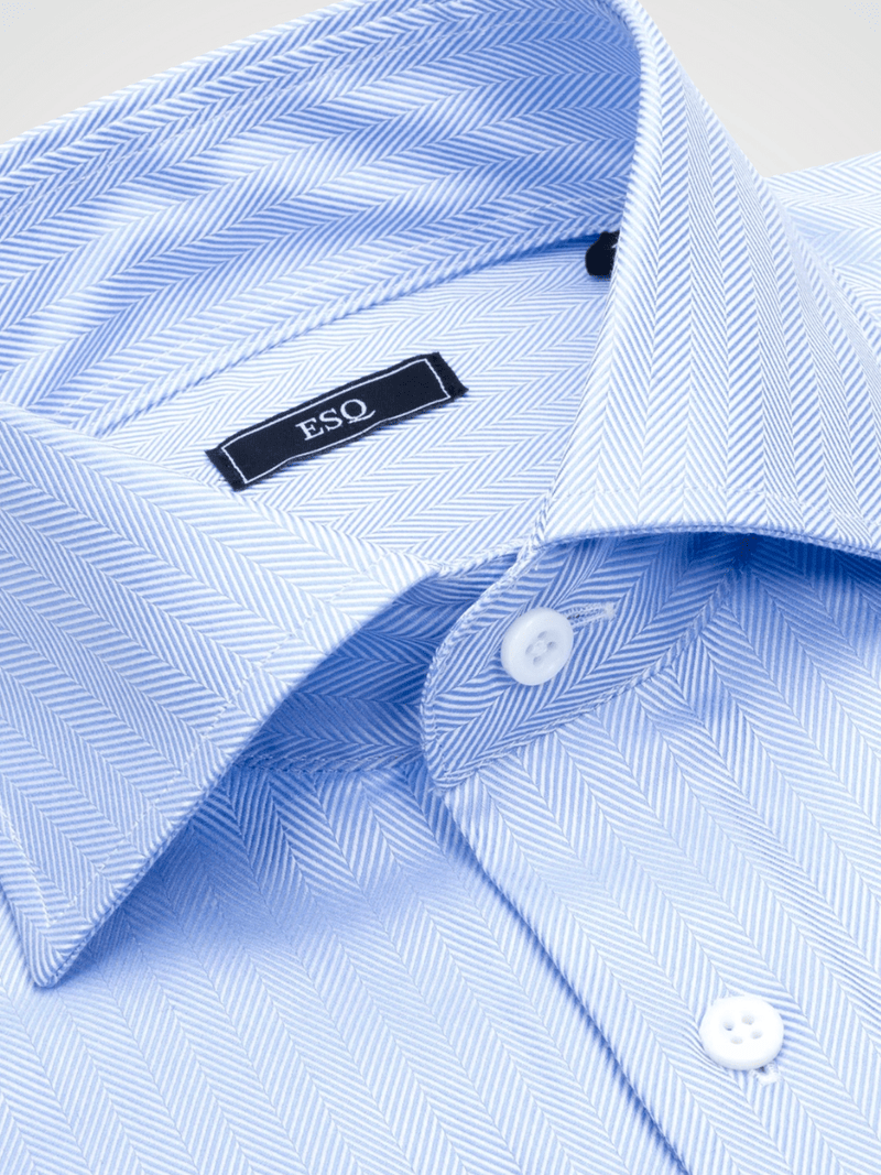 ESQ Shirts Jackson Herringbone Blue Shirt