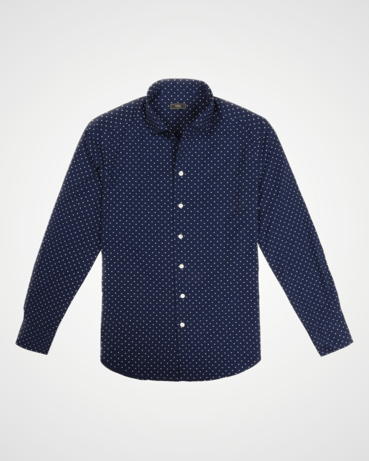 ESQ Shirts Napoli Bamboo Navy with White Polka Dot Shirt