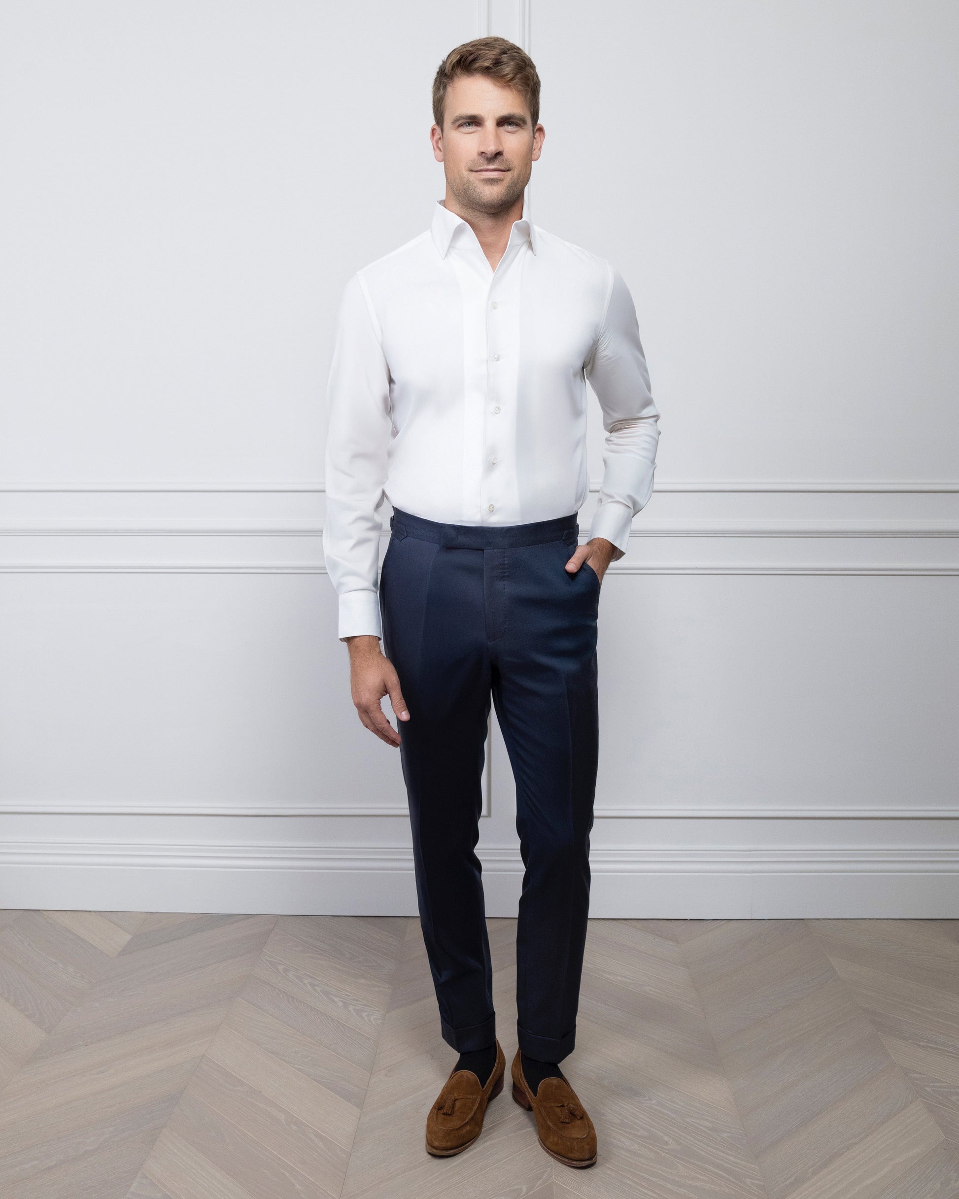 ESQ Shirts Napoli White Bamboo Shirt Napoli White Bamboo Shirt | Custom Men's Clothing Chicago