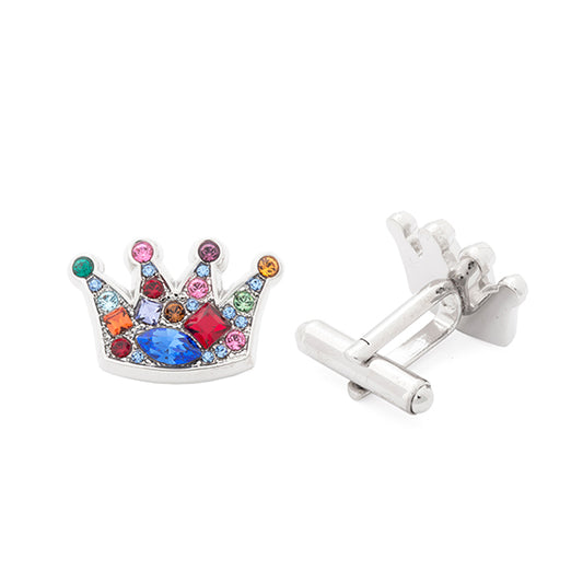 Swarovski Crystal Rainbow Crown Cufflinks