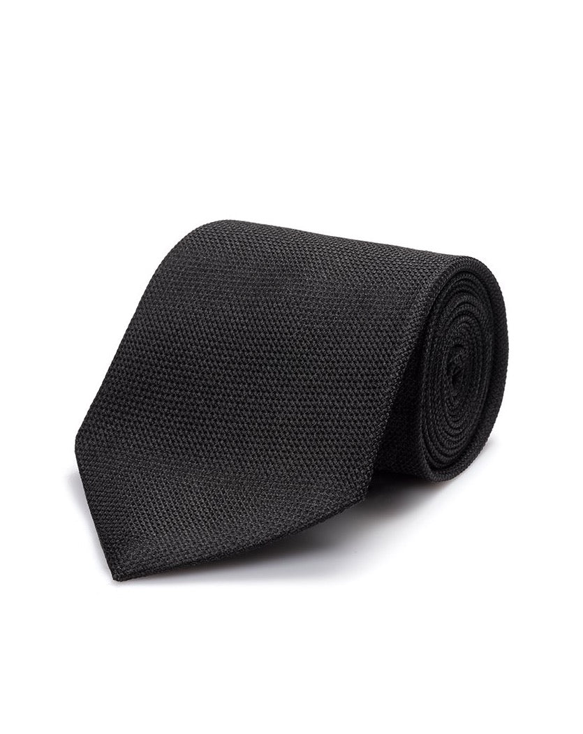 Black Textured Silk Tie