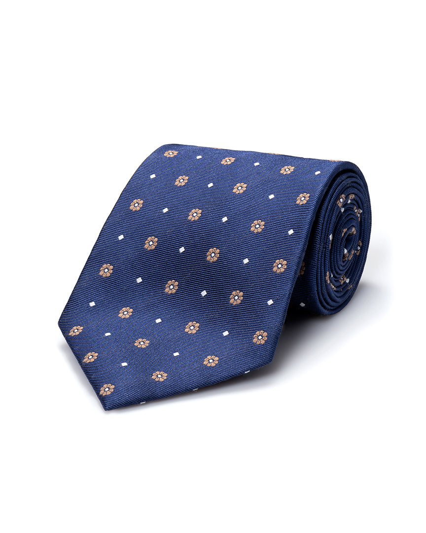 Navy Multi-Color Silk Tie