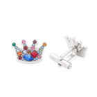 ESQ Cufflinks Swarovski Crystal Rainbow Crown Cufflinks