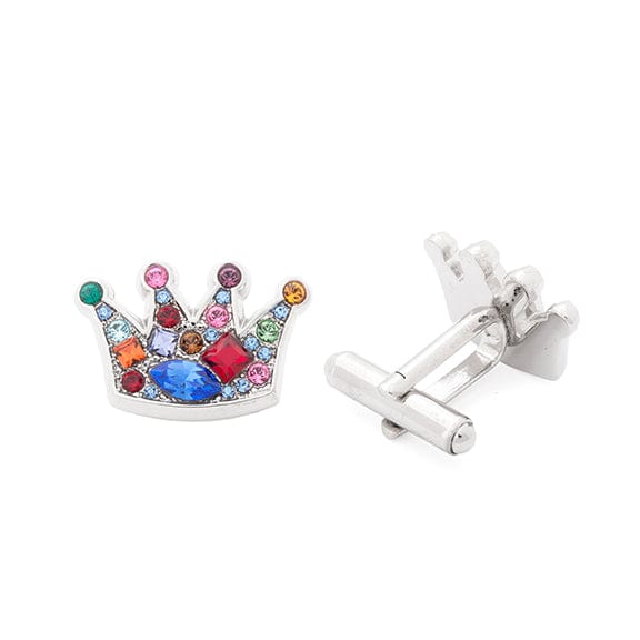 ESQ Cufflinks Swarovski Crystal Rainbow Crown Cufflinks