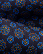 ESQ Neckties Blue Geometric 7 Fold Silk Tie