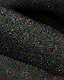 ESQ Neckties Green Geometric 7 Fold Silk Tie