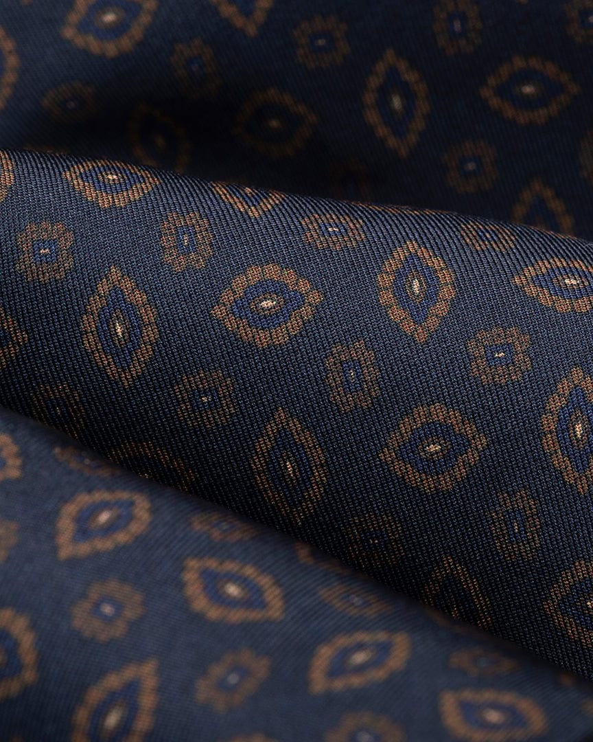 ESQ Neckties Navy Geometric 7 Fold Silk Tie