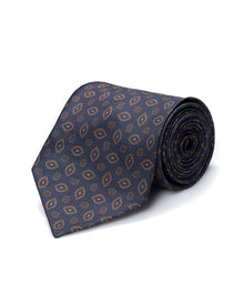 ESQ Neckties Navy Geometric 7 Fold Silk Tie