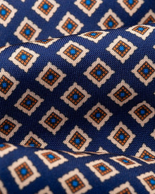 ESQ Neckties Navy Gold Patterned Silk Tie
