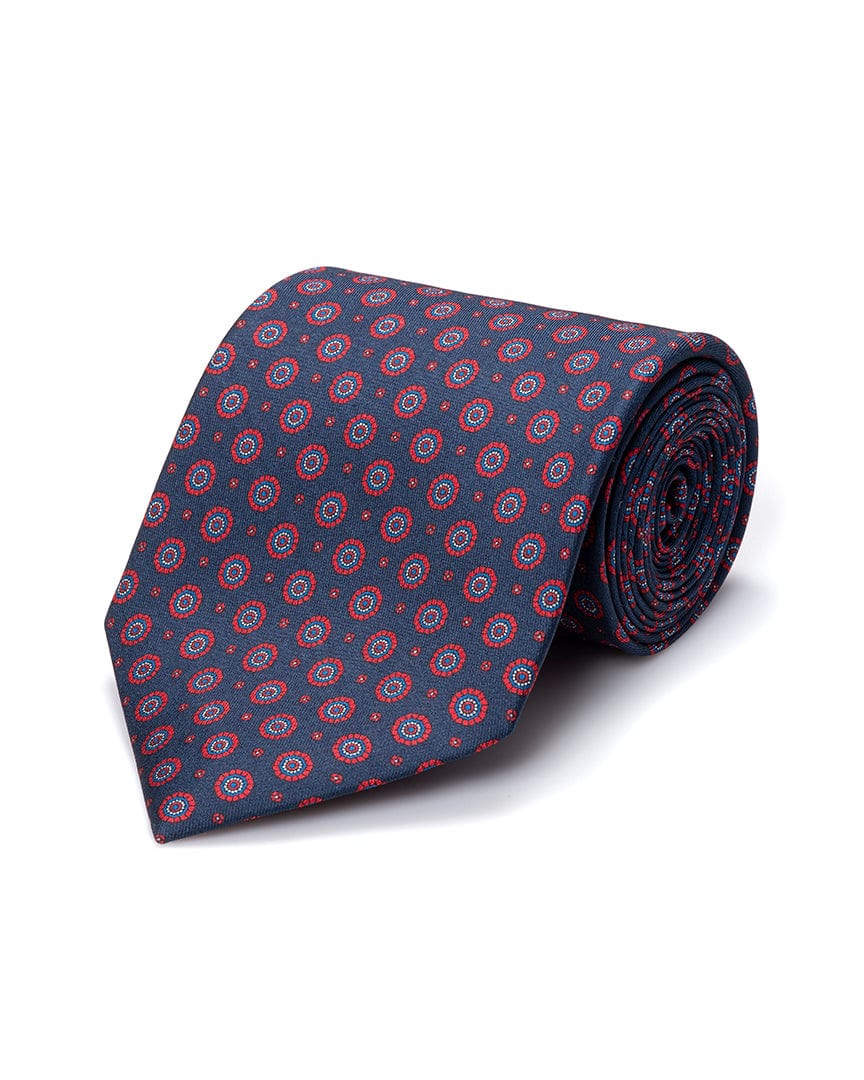 ESQ Neckties Navy Patterned Silk Tie