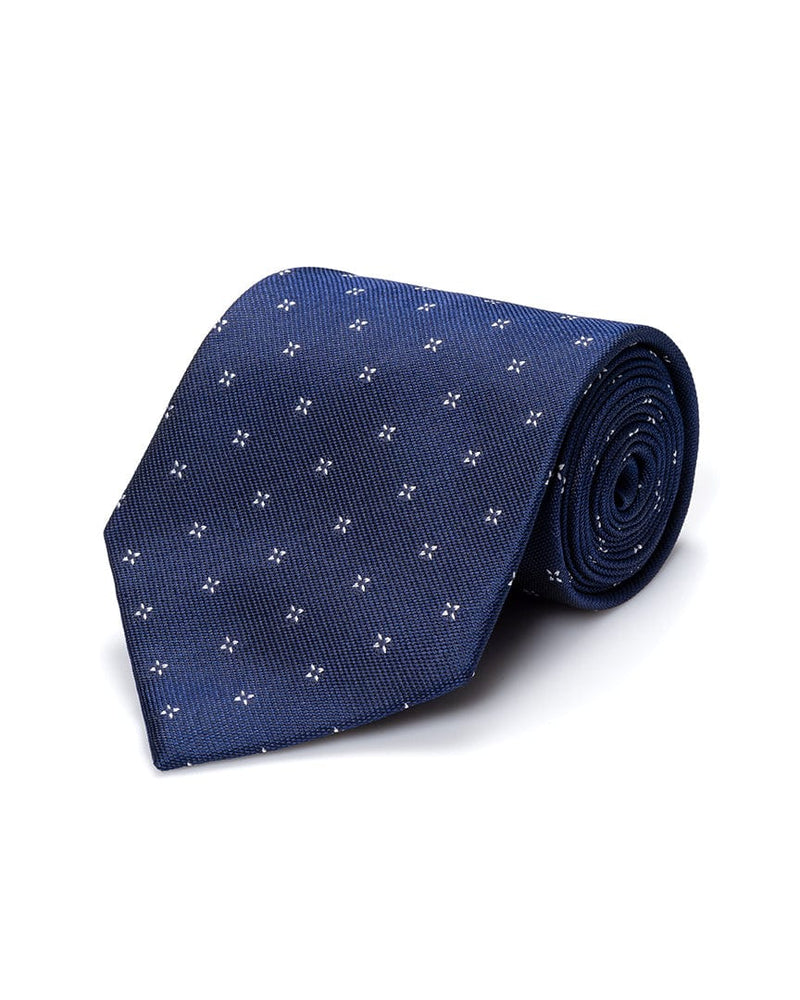 ESQ Neckties Navy White Geometric Silk Tie