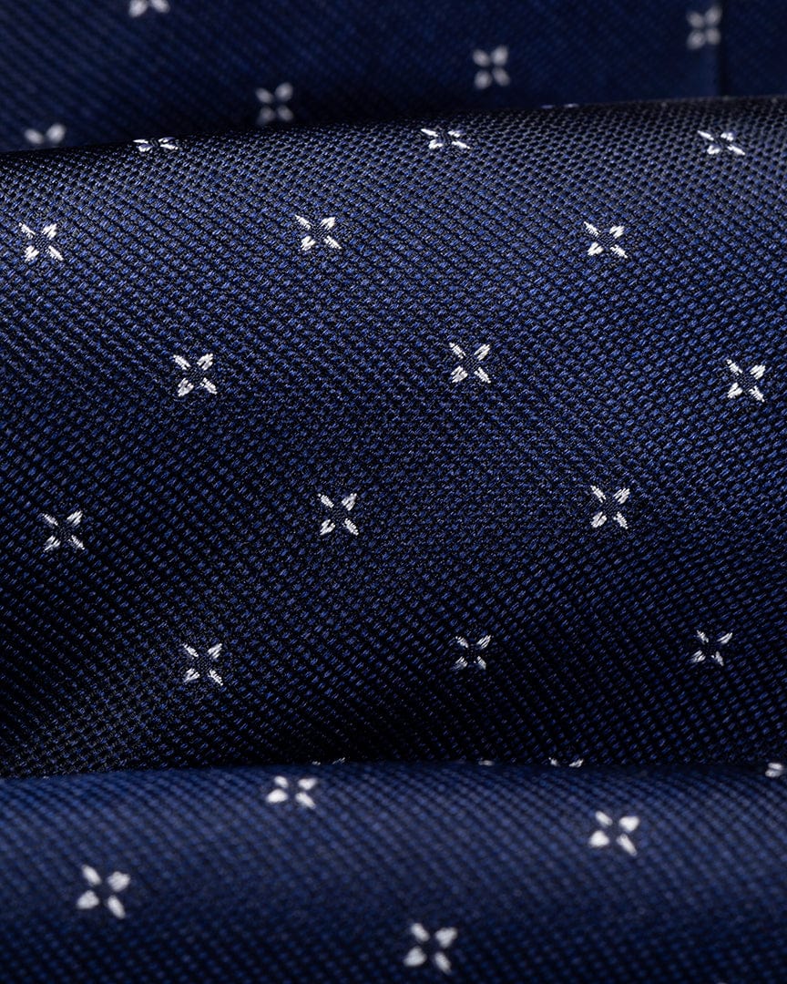 ESQ Neckties Navy White Geometric Silk Tie