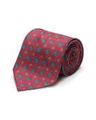 ESQ Neckties Red Patterned 7 Fold Silk Tie