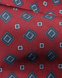 ESQ Neckties Red Patterned 7 Fold Silk Tie