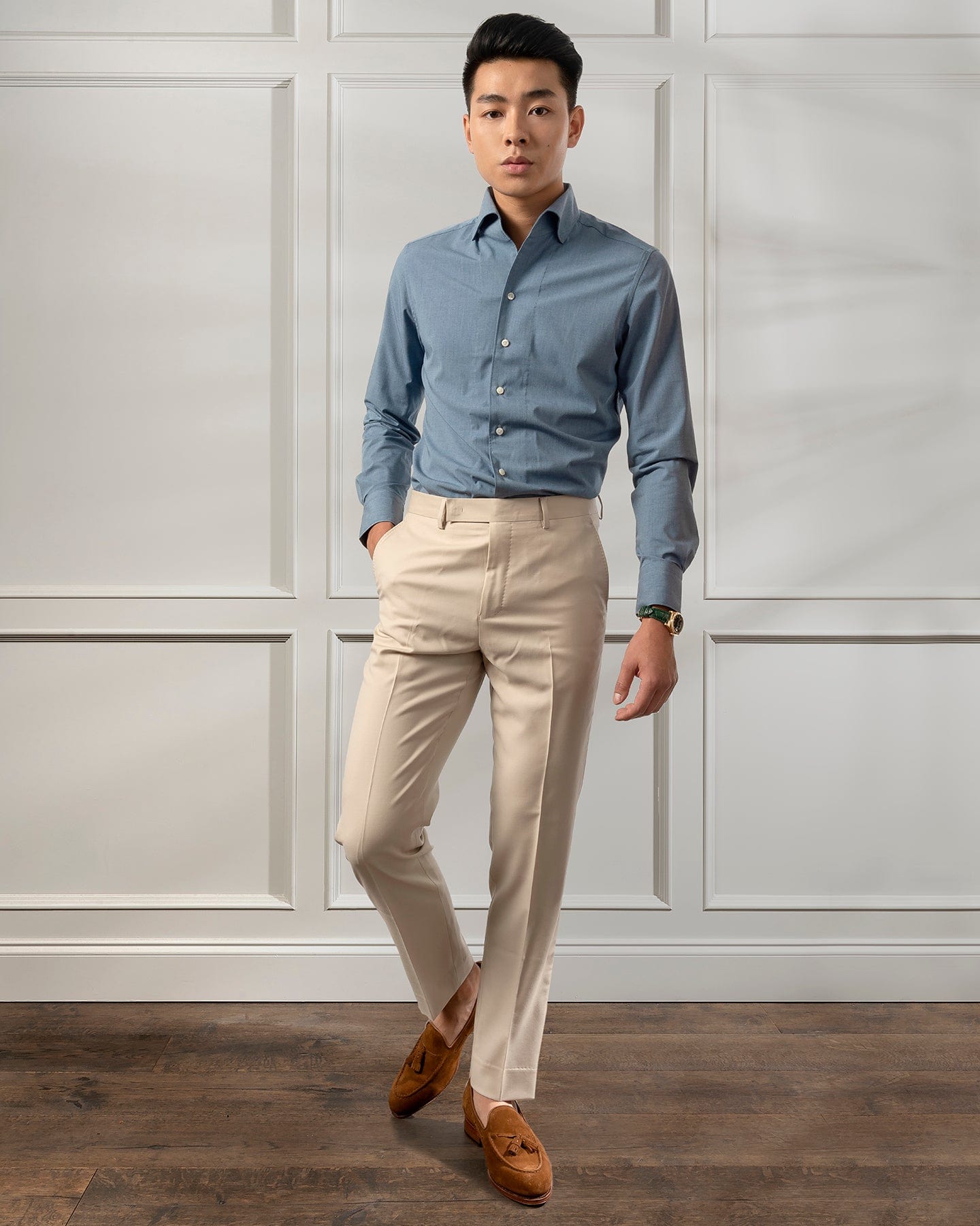 ESQ Shirts Napoli Bamboo Chambray Shirt