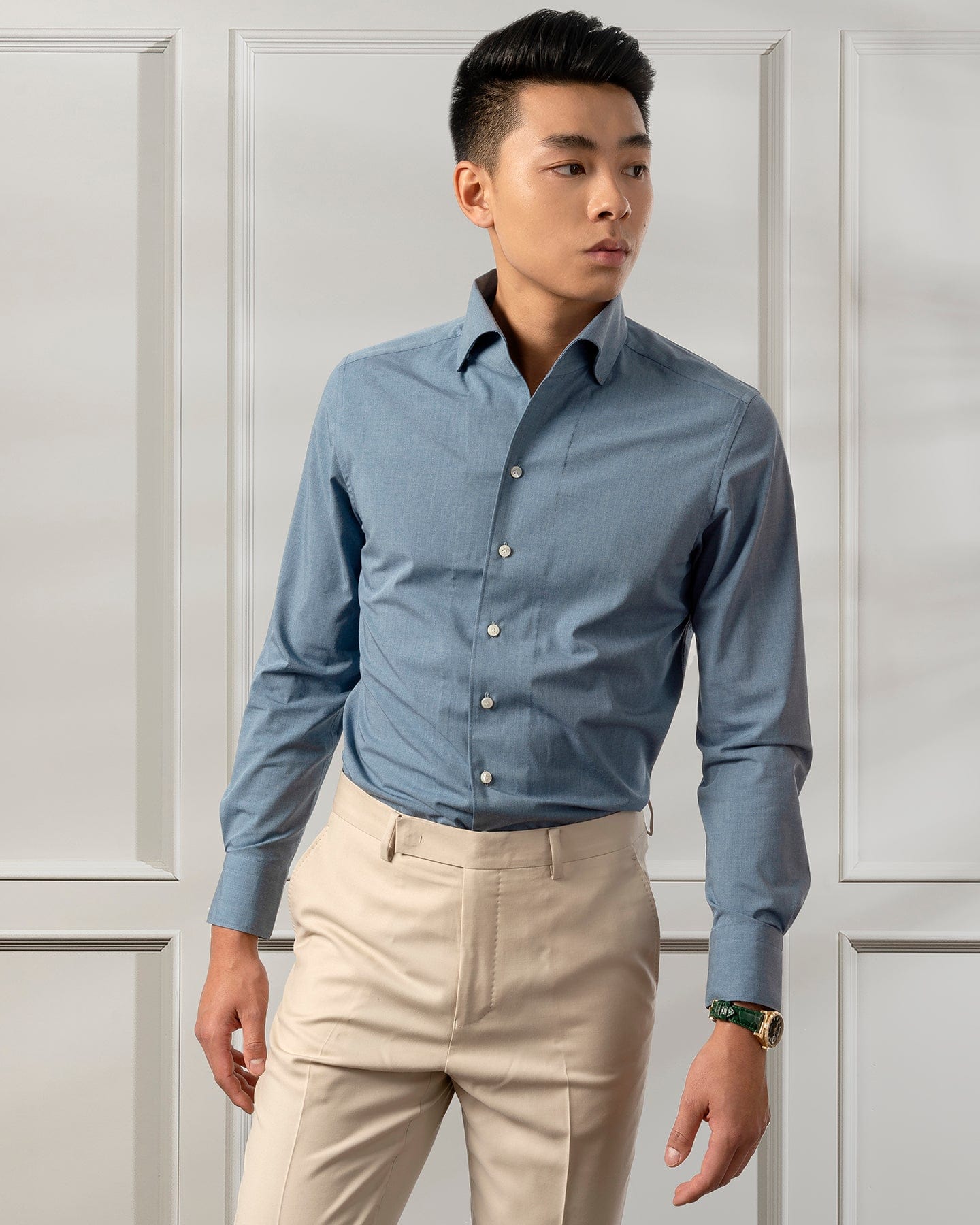 ESQ Shirts Napoli Bamboo Chambray Shirt